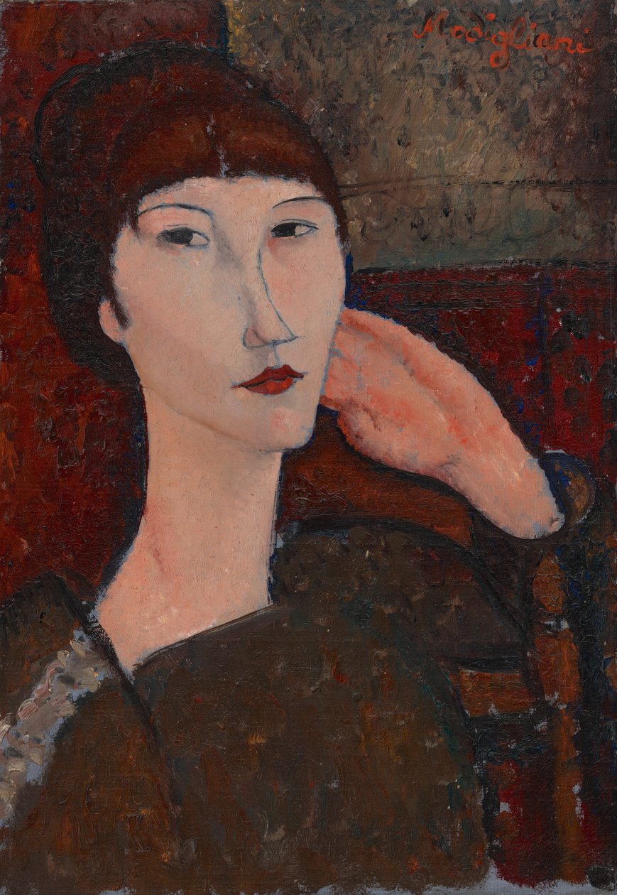 Adrienne (vrouw met pony) door Amedeo Modigliani