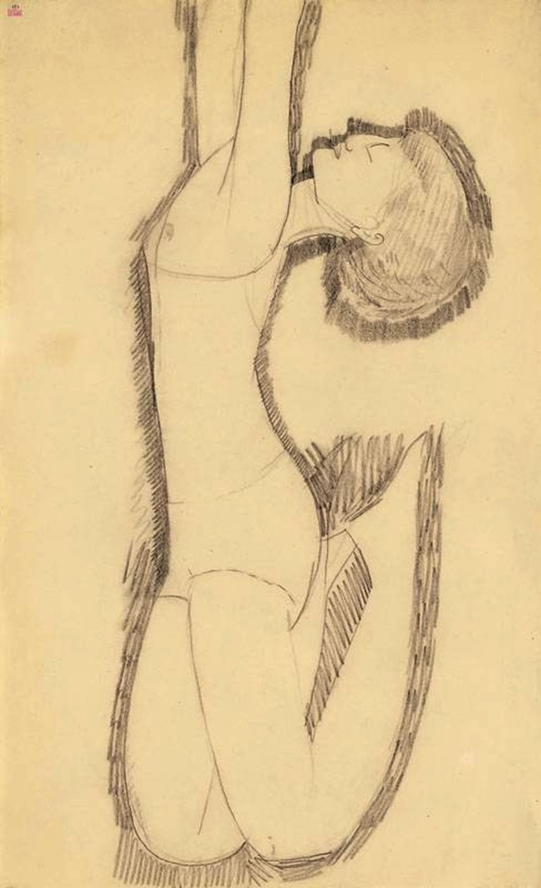 Anna Achmatova als acrobaat, 1911 door Amedeo Modigliani