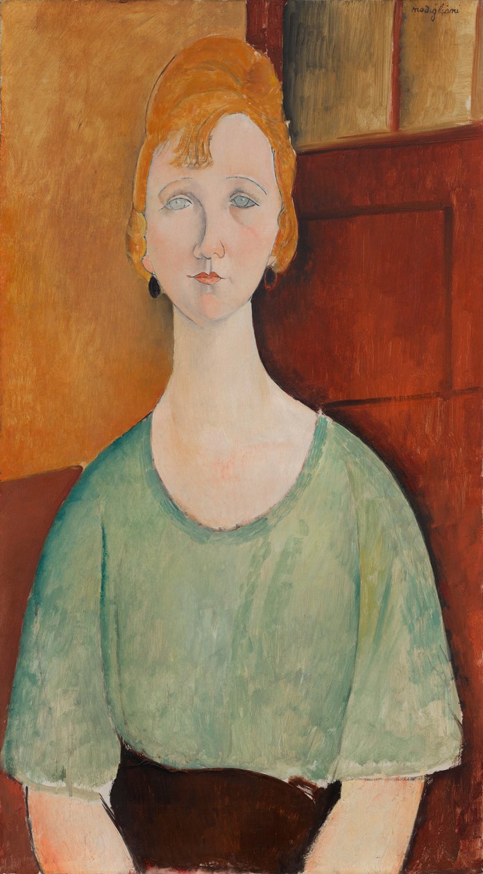 Meisje in een groene blouse door Amedeo Modigliani