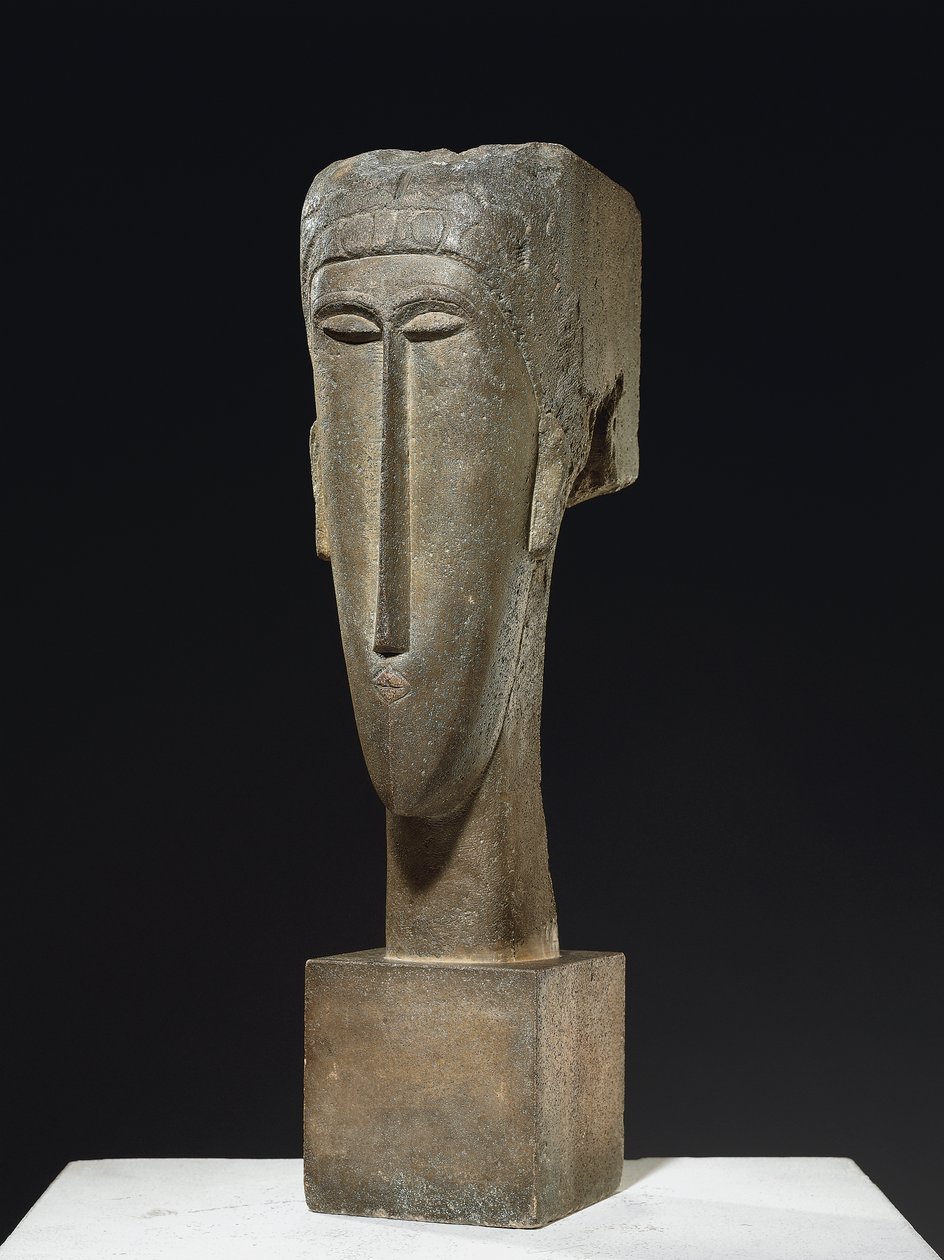 Hoofd, ca. 1910-12 door Amedeo Modigliani