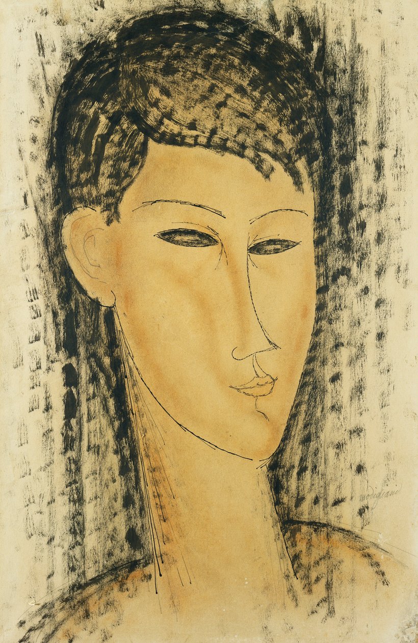 Hoofd van een jonge vrouw, 1914 door Amedeo Modigliani