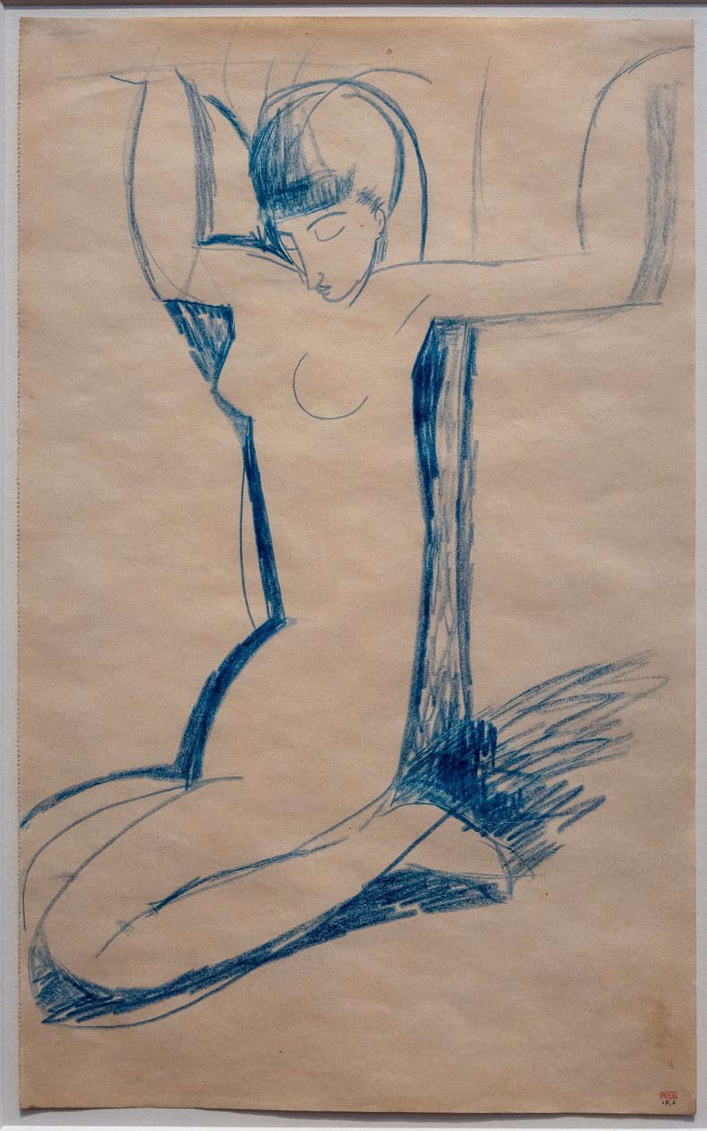 Knielende kariatide, zittend op haar hielen (Anna Akhmatova) door Amedeo Modigliani