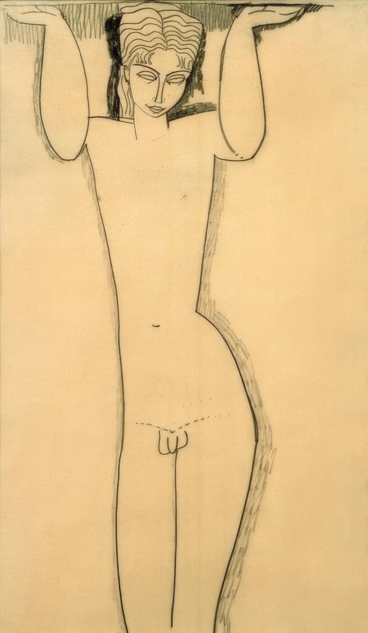 Naakte jonge man (Atlas) door Amedeo Modigliani