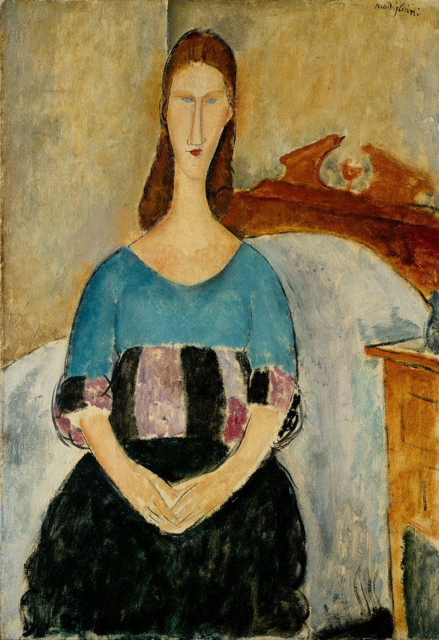 Portret van Jeanne Hébuterne, zittend, 1918 door Amedeo Modigliani