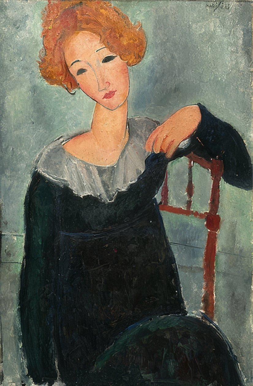 Roodharige vrouw. 1917 door Amedeo Modigliani