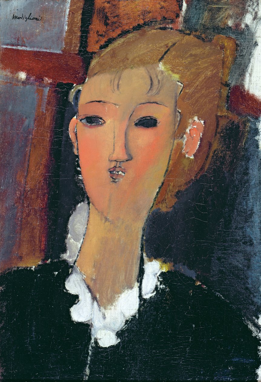 Jonge vrouw in een kleine kraag door Amedeo Modigliani