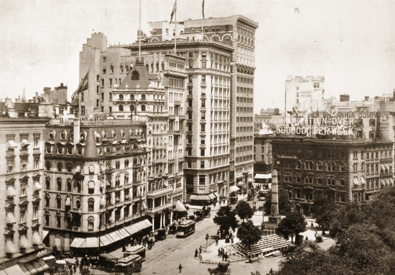 Broadway bij Madison Square met het Worth Monument, 1893 door American Photographer