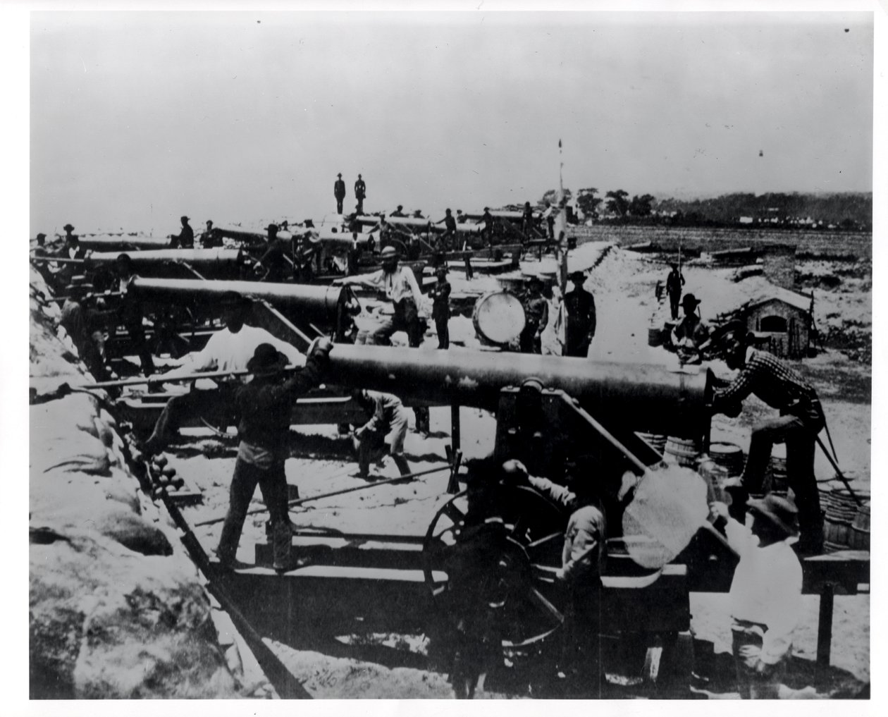 Confederate waterbatterij bij de Warrington-ingang naar Pensacola Bay, Florida, februari 1861 door American Photographer