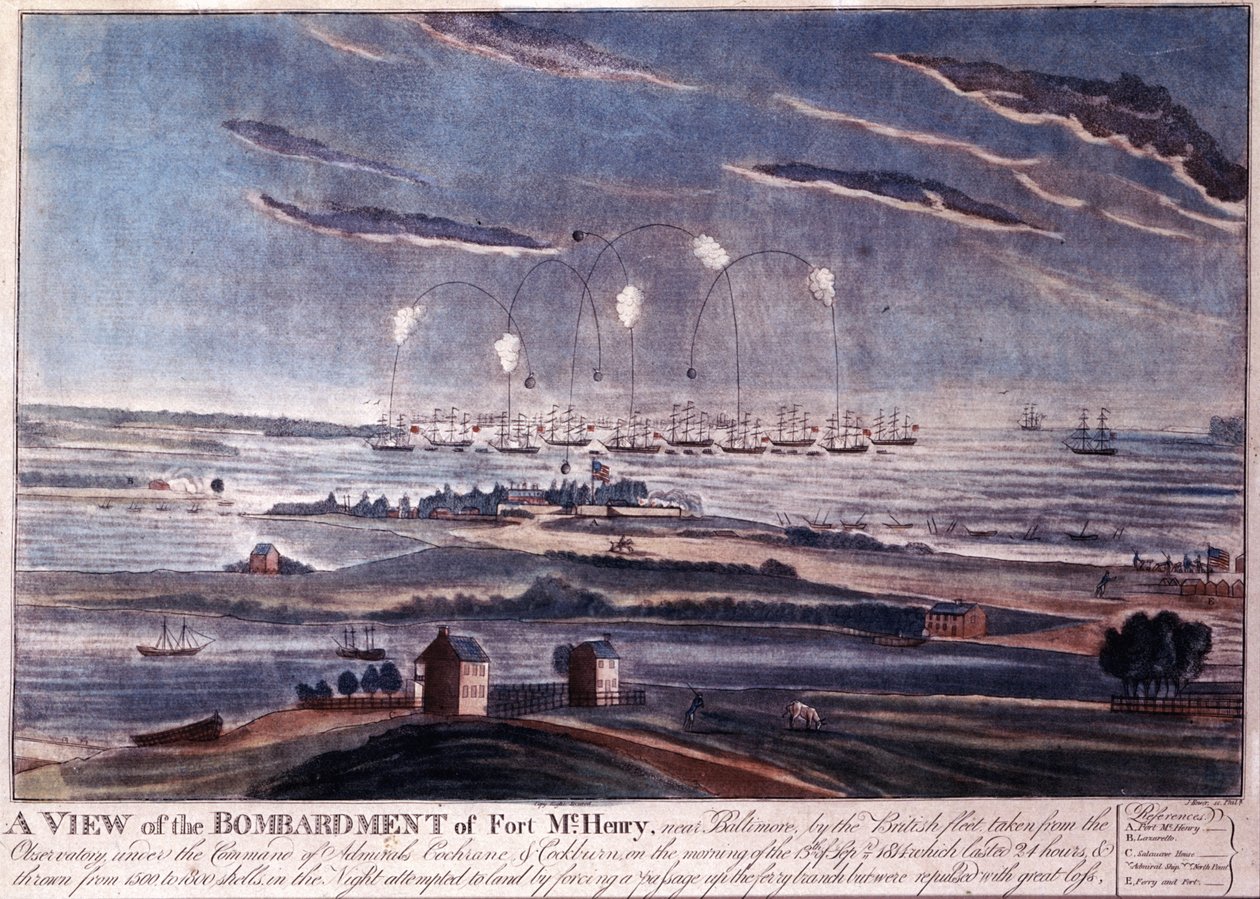 De Britse aanval op Fort McHenry, Baltimore in 1812 door American Photographer