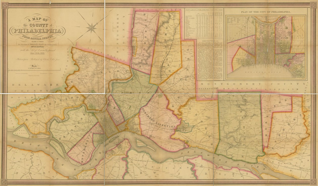 Een kaart van de provincie Philadelphia, uit feitelijke enquête door American School