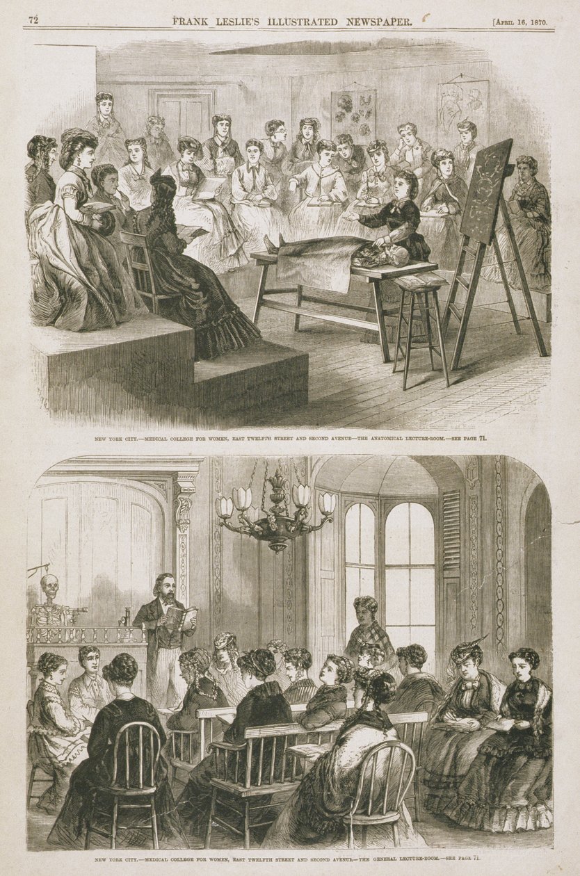 Vrouwelijke medische studenten die een lezing bijwonen, 1870 door American School