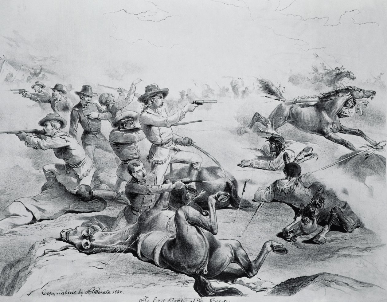 De laatste slag van generaal Custer, 25 juni 1876, ca. 1882 door American School