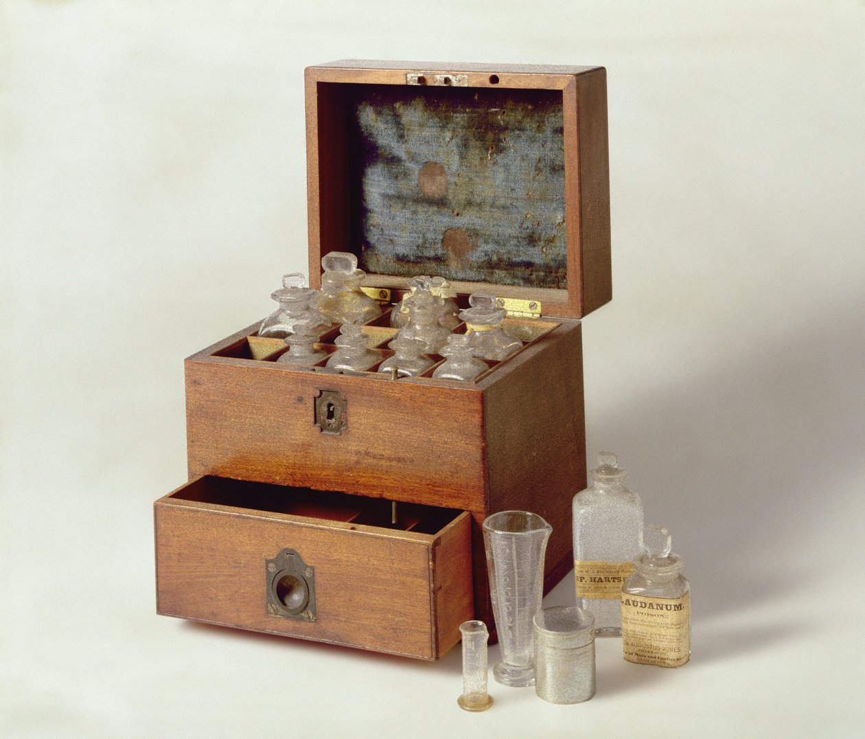 Reiskist voor medicijnen, c.1800 (hout) door American School