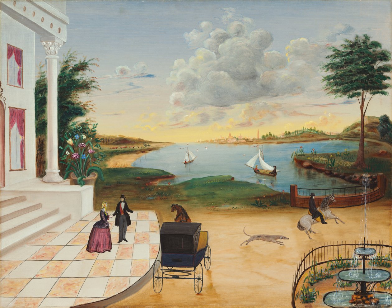 Vertrek uit het landhuis door American 19th Century