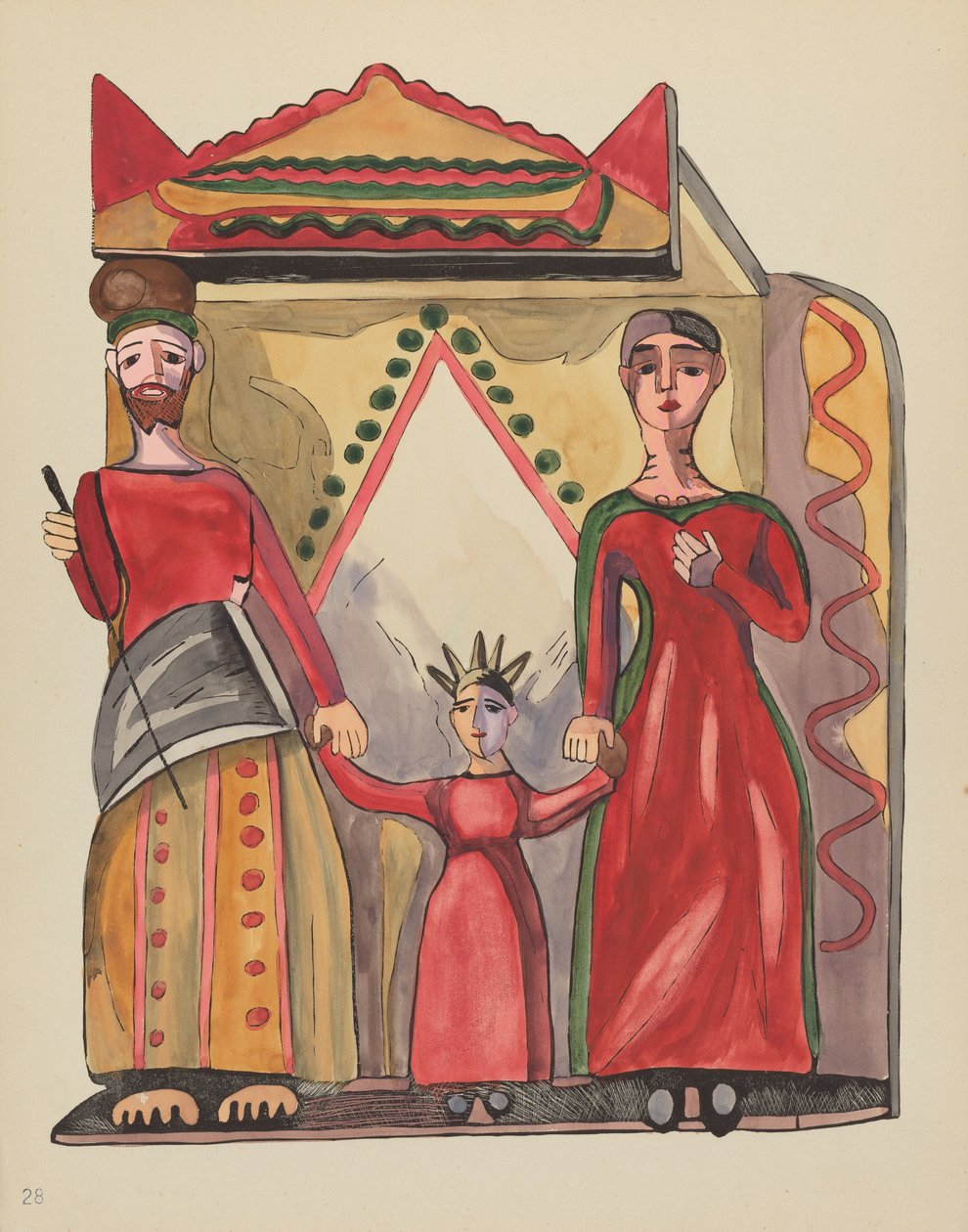 Blad 28: De Heilige Familie: Uit Portfolio "Spaanse Koloniale Ontwerpen van New Mexico" door American 20th Century