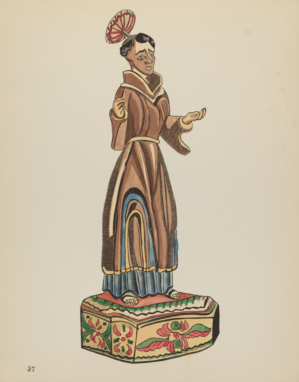Plaat 37: St. Anthony Bulto: Uit Portfolio "Spaanse Koloniale Ontwerpen van New Mexico" door American 20th Century