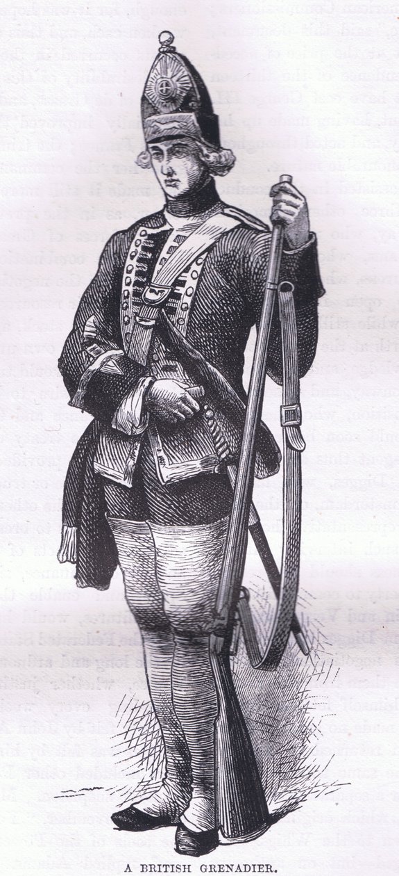 Een Britse grenadier, illustratie uit Cassells Geschiedenis van de Verenigde Staten gepubliceerd door Cassell, Petter & Galpin, ca. 1900 (litho) door American English school