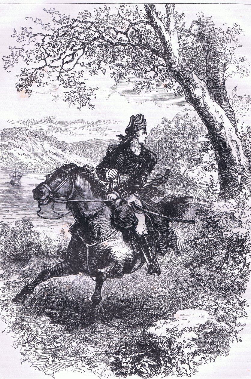 Ontsnapping van Benedict Arnold, illustratie uit Cassells Geschiedenis van de Verenigde Staten uitgegeven door Cassell, Petter & Galpin, c.1900 door American English school