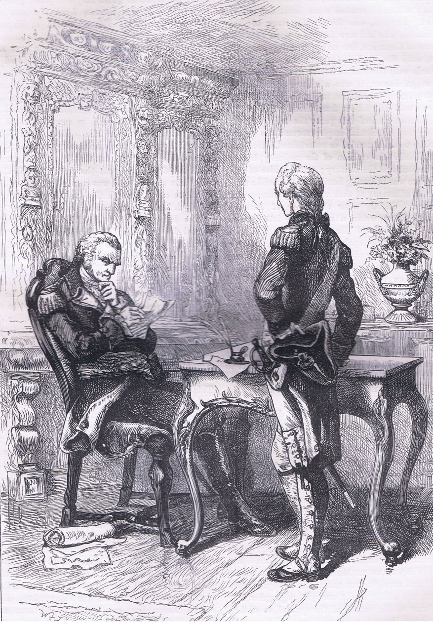 Lafayette en Washington, illustratie uit Cassells Geschiedenis van de Verenigde Staten gepubliceerd door Cassell, Petter & Galpin, ca. 1900 (litho) door American English school