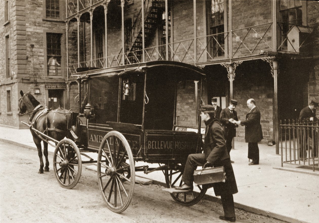 Een ambulance bij Bellevue Hospital, New York City, 1896 door American Photographer