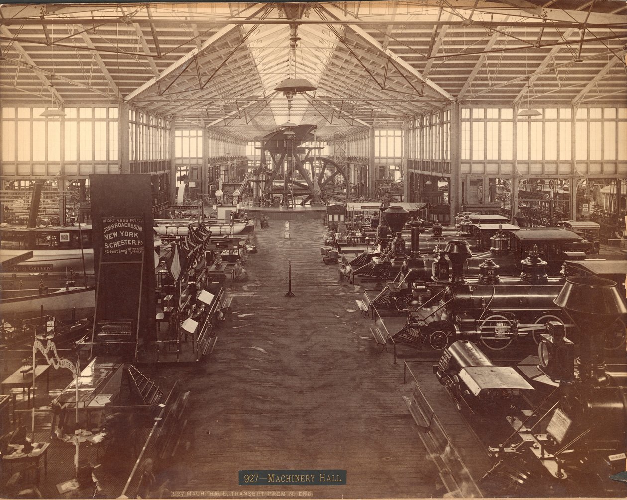 Machinery Hall, vanaf het noordelijke uiteinde, Philadelphia Centennial International Exhibition, 1876 door American Photographer