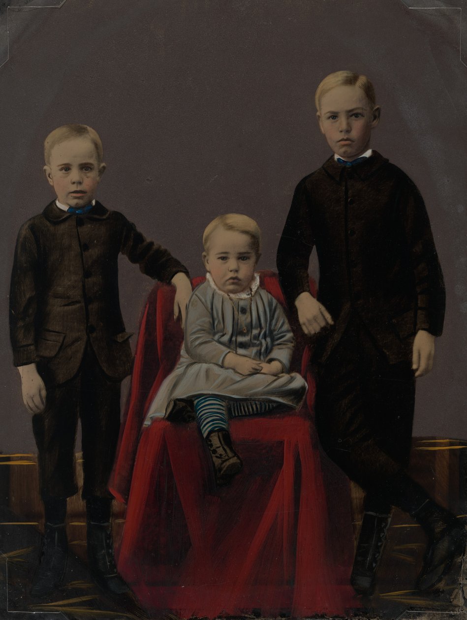 Portret van drie jongens,jaren 1860 (foto) door American Photographer