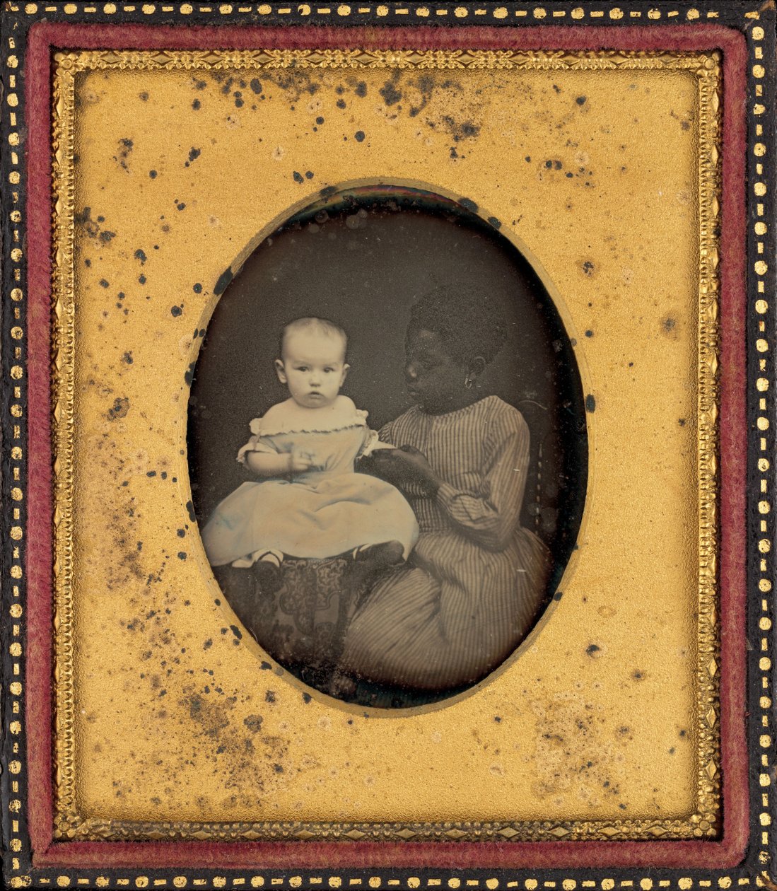Portret van een kind en jonge vrouw,ca. 1850 (foto) door American Photographer