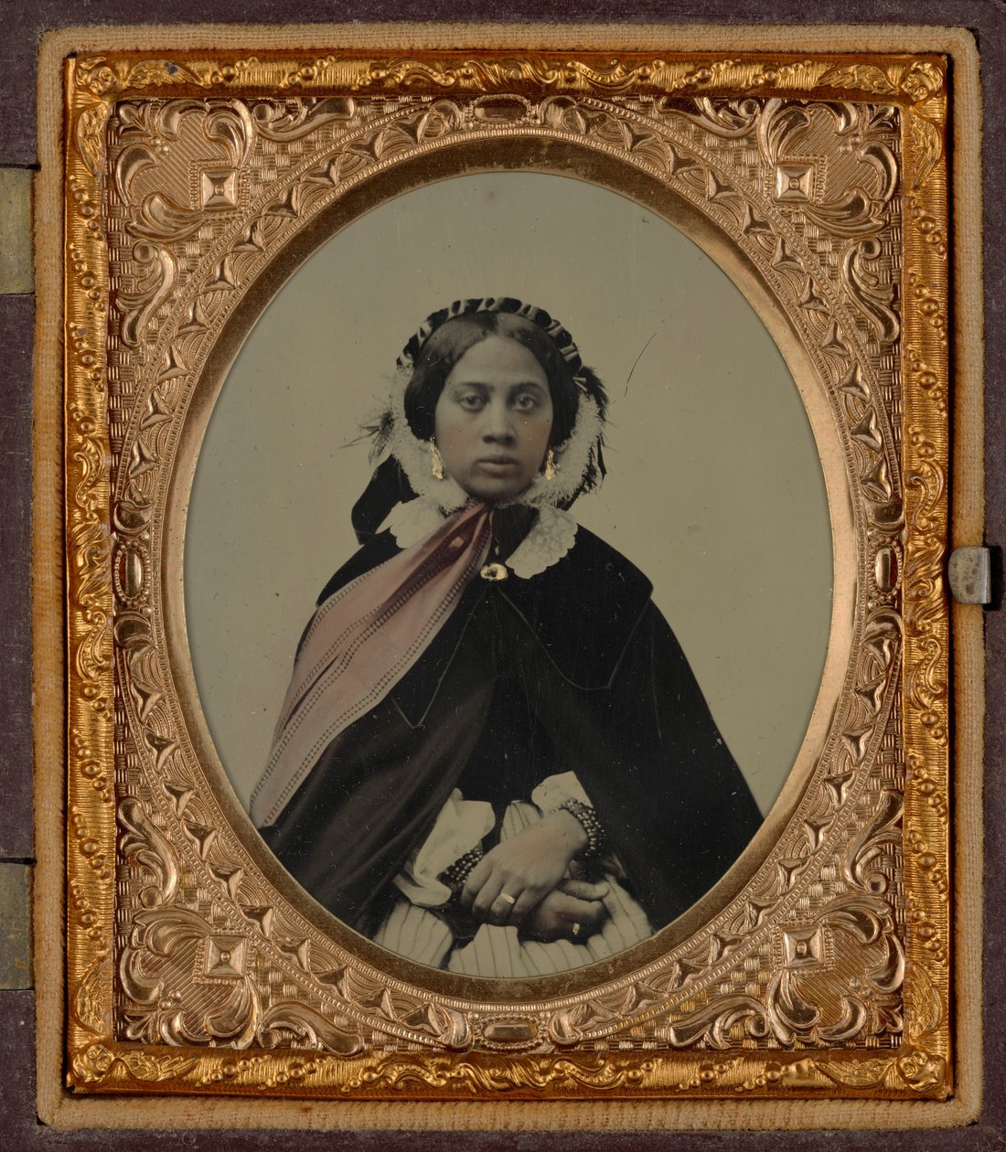 Portret van een vrouw, mogelijk Josephine Folks, ca. 1860 (foto) door American Photographer