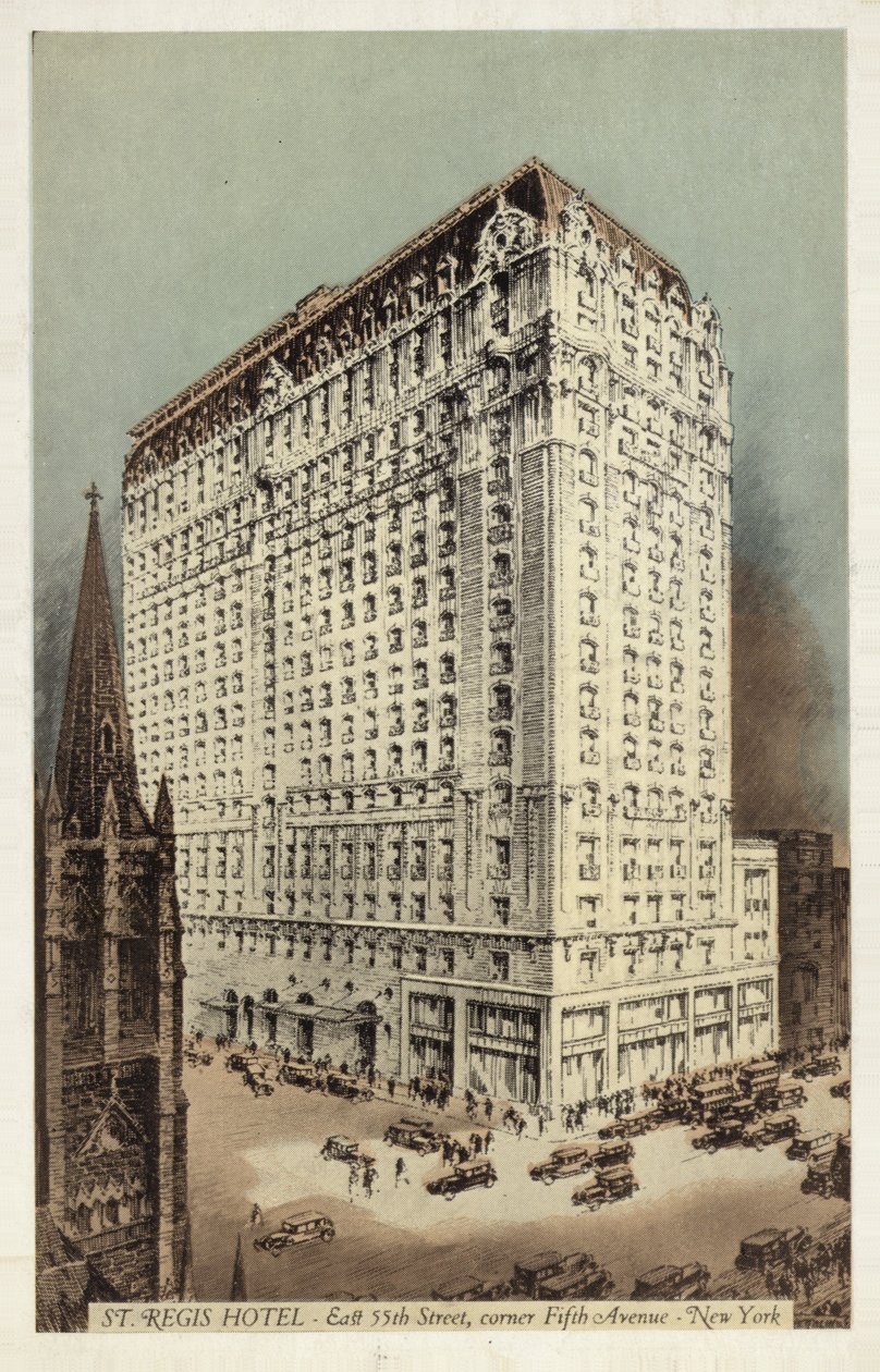 St Regis Hotel, East 55th Street en hoek 5th Avenue, New York City, VS (ingekleurde foto) door American Photographer