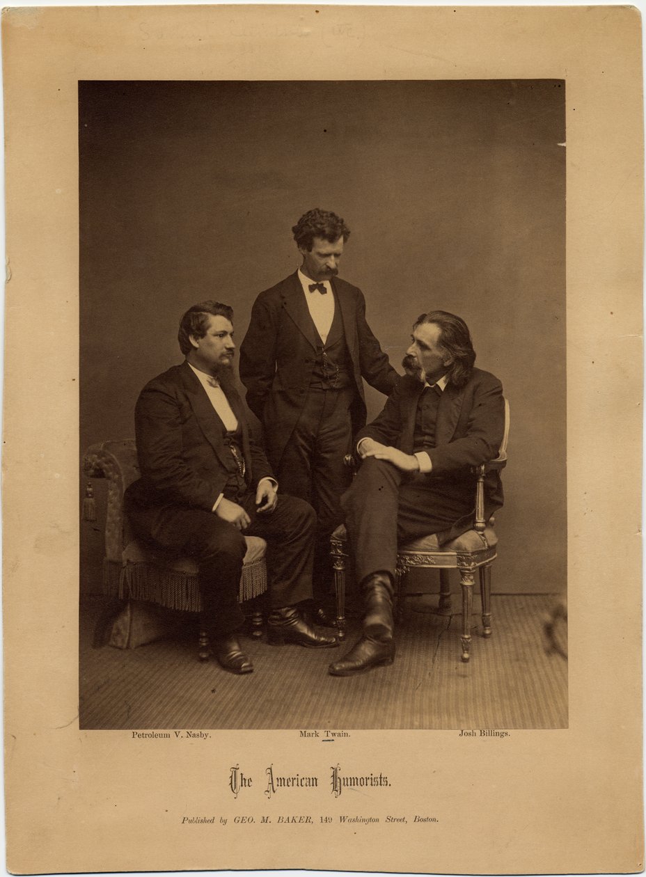 De Amerikaanse humoristen, groepsportret door George M Baker, Boston door American Photographer