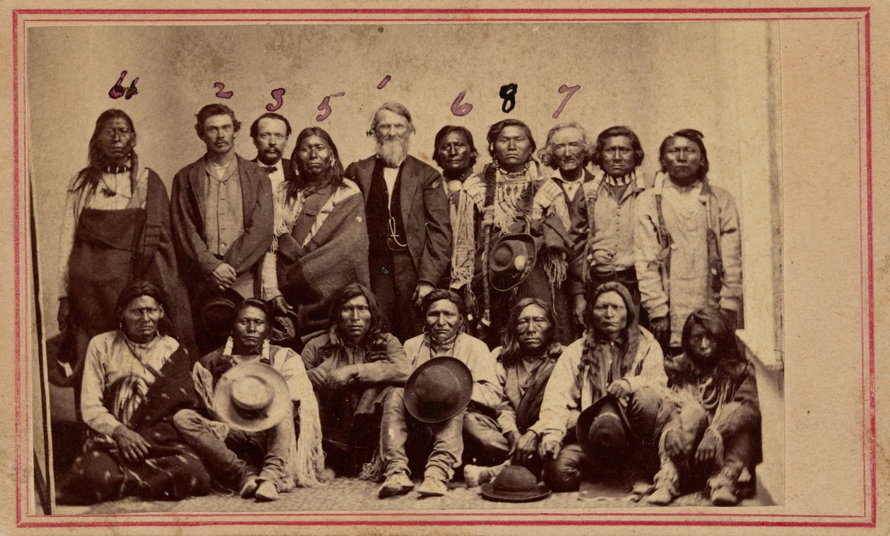 William F.M. Arny met Apache en Ute opperhoofden,1867 (foto) door American Photographer