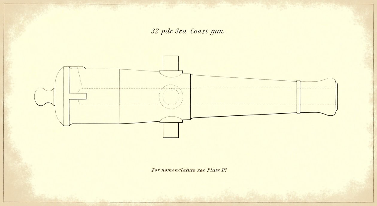 32-ponder kustkanonloop, uit het officiële U.S. Army