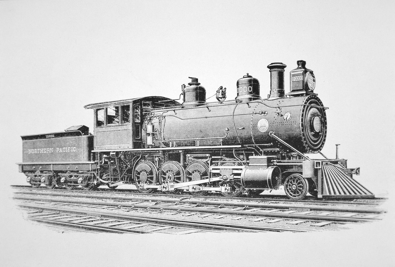 Een 2-8-0 Consolidation type locomotief gebouwd door Baldwin in juni 1889 voor de Northern Pacific Railway door American School