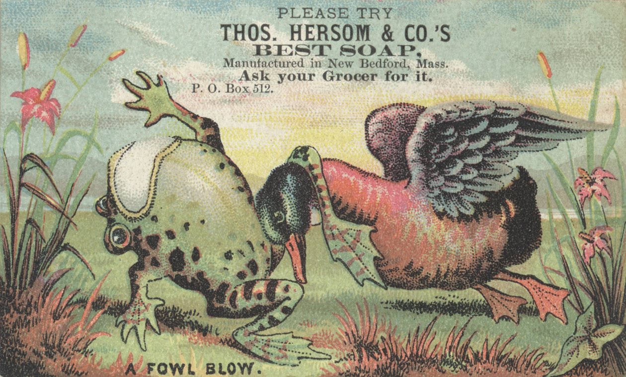 Een felle klap, advertentie voor Thos. Hersom & Cos Best Soap, c.1880 door American School
