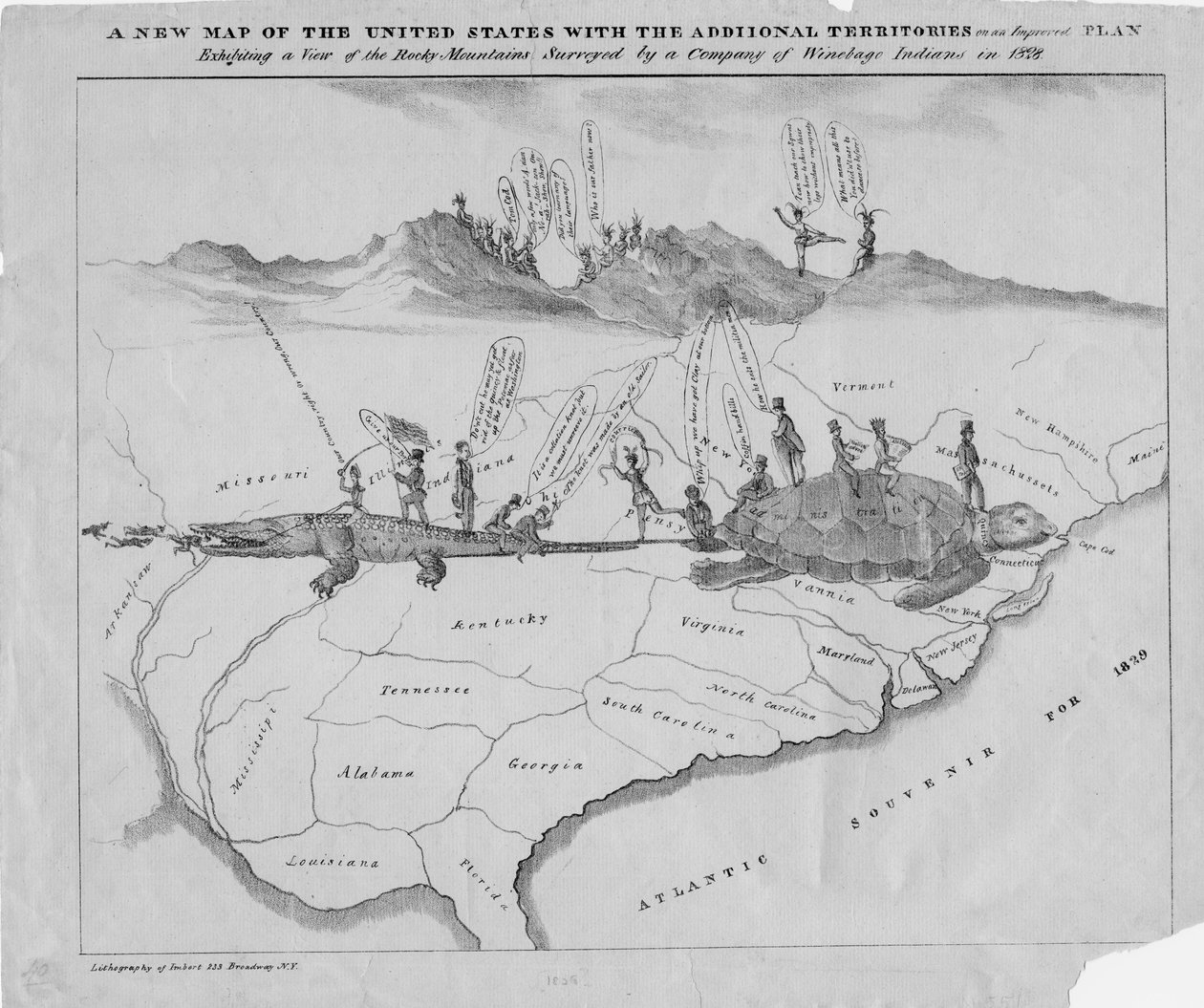 Een nieuwe kaart van de Verenigde Staten met de extra territoria op een verbeterd plan, ca. 1828 door American School