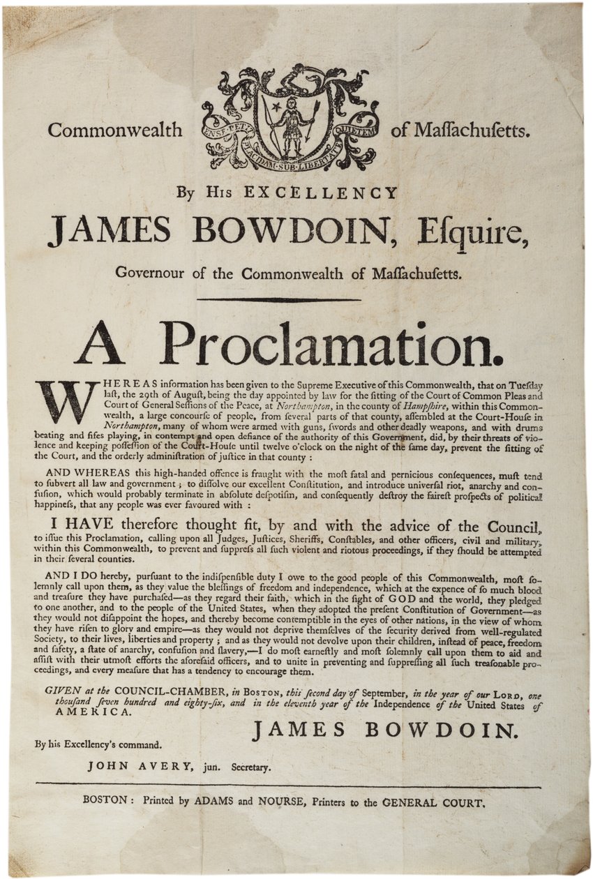 Een proclamatie, 2 september 1786 door American School