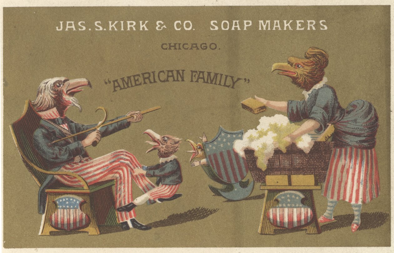 Amerikaans Gezin, advertentie voor James Kirk & Co. Soap Makers, c.1880 door American School