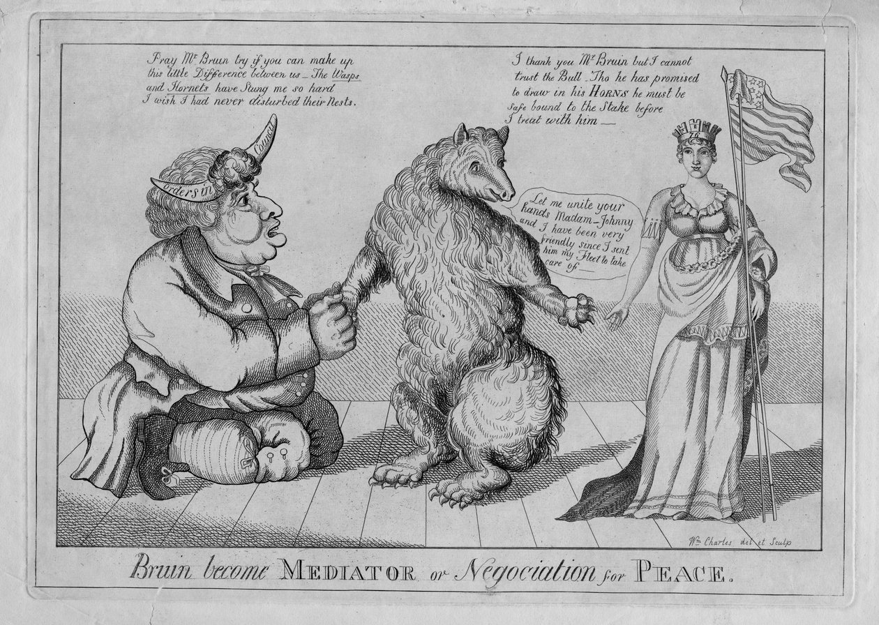 Bruin wordt bemiddelaar of onderhandeling voor vrede, c.1813 door American School
