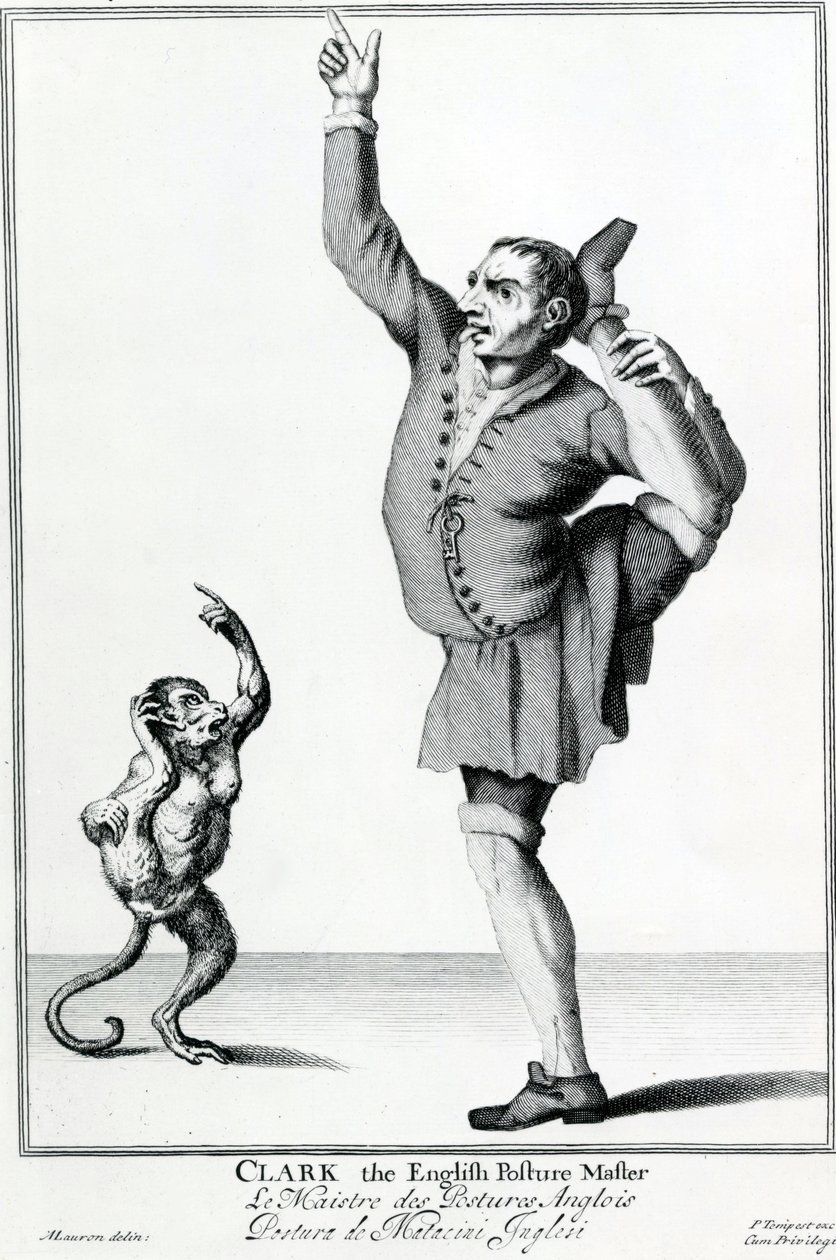 Clark de Engelse Houdingmaker, uit de serie The Cryes of the City of London Drawne after the Life, gravure naar Marcellus Laroon II, uitgegeven door Pierce Tempest, 1688 door American School