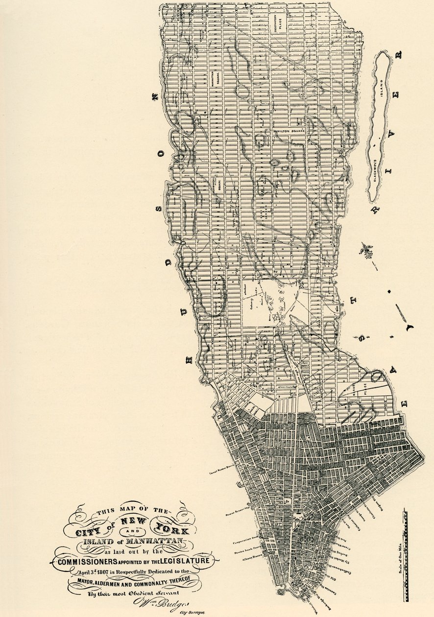 Kaart van Manhattan van de Commissarissen door American School