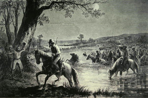Geconfedereerde Leger dat de Voorden van de Potomac-rivier oversteekt tijdens de Invasie van Maryland in 1862 door American School