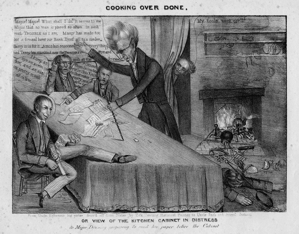 Te gaar koken, of, Uitzicht op het keukenkabinet in nood, ca. 1833 door American School