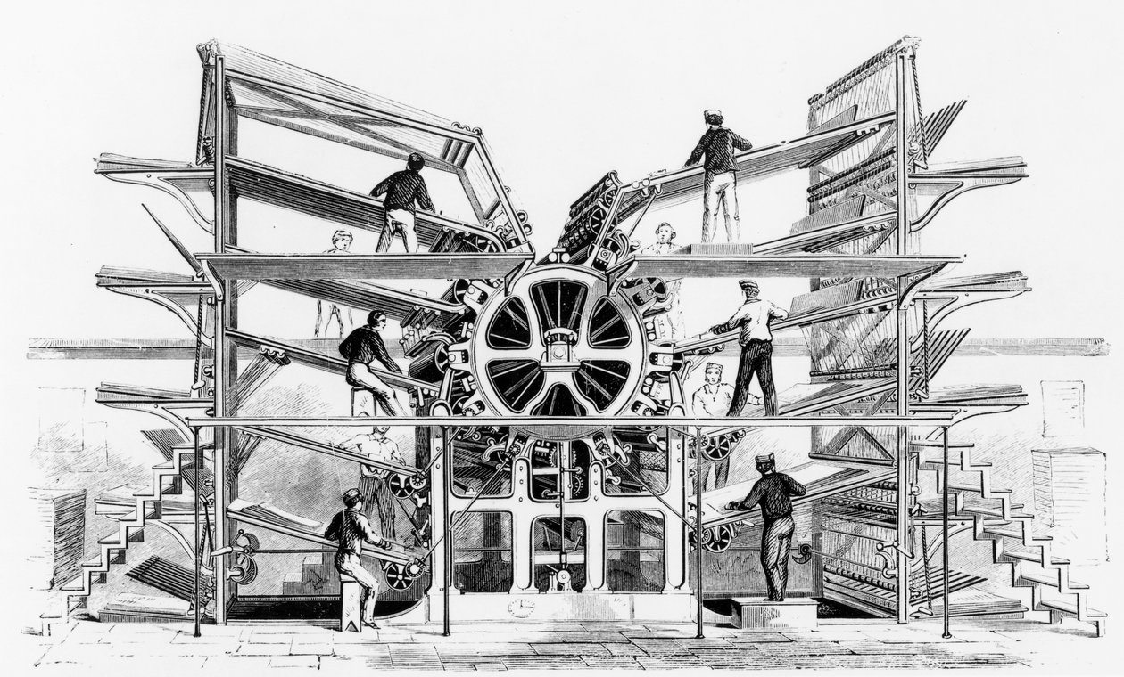 Cilinderdrukpers uitgevonden door Richard March Hoe, New York, 1846 door American School