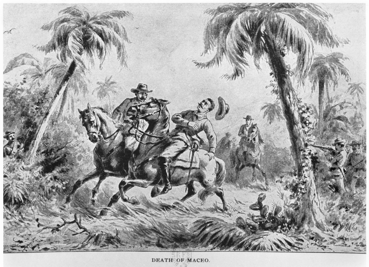 Dood van Antonio Maceo (1845-96), illustratie uit The Story of Cuba door Murat Halstead, gepubliceerd 1898 door American School