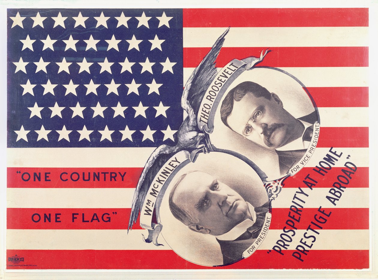 Verkiezingsposter voor de Amerikaanse presidentsverkiezingen van 1900 door American School