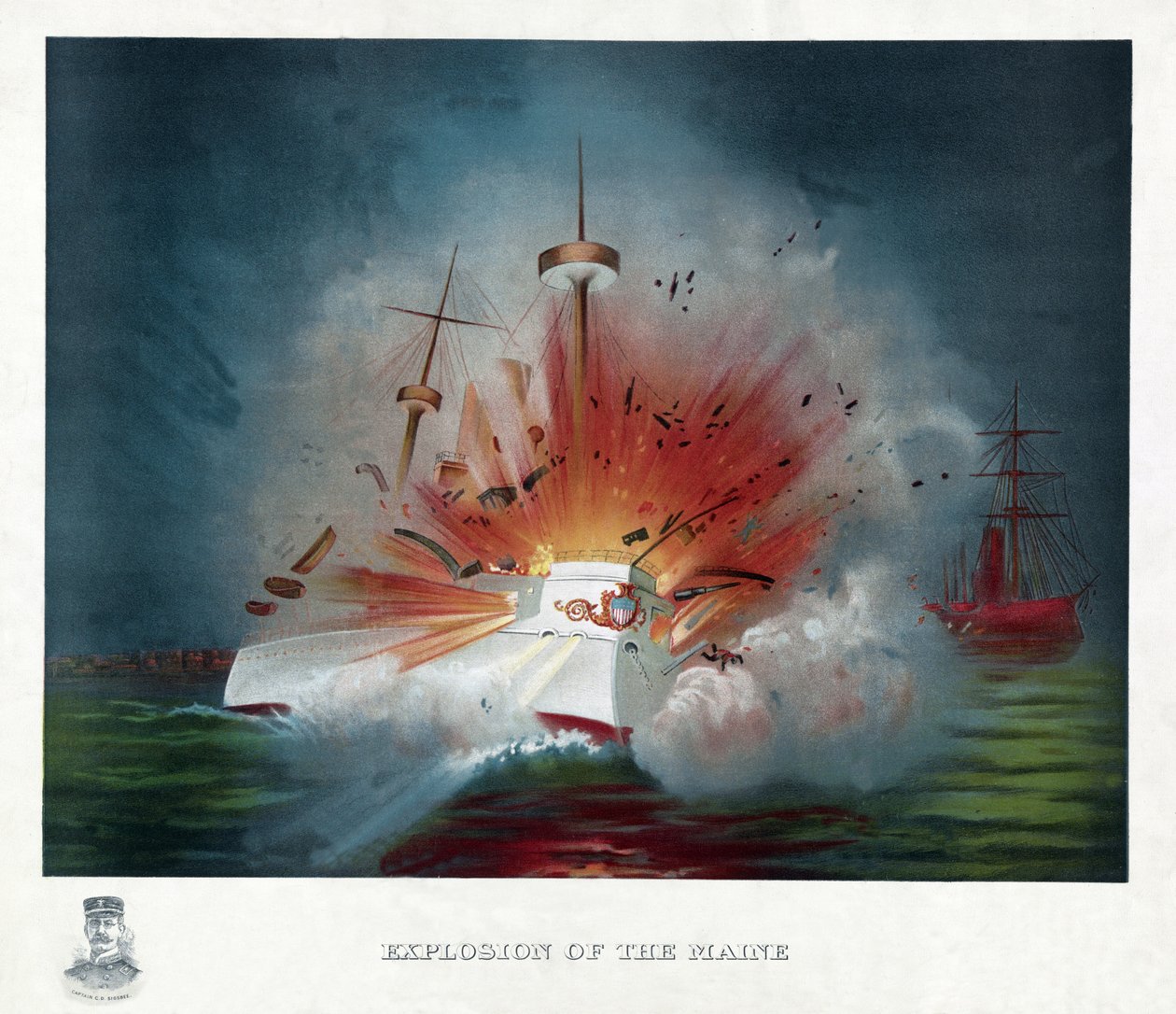 Explosie van de Maine, pub. 1898 door American School