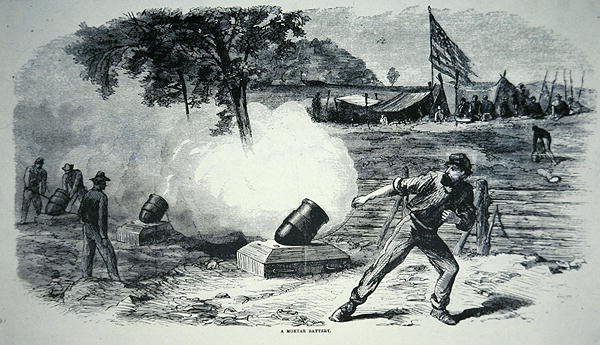 Federale mortier batterij tijdens de Amerikaanse Burgeroorlog door American School