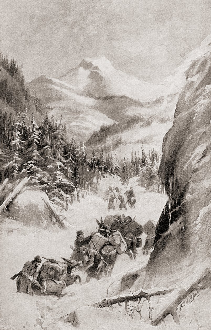 Fremont in de Rocky Mountains, Noord-Amerika tijdens zijn vierde expeditie van 1848, uit 
