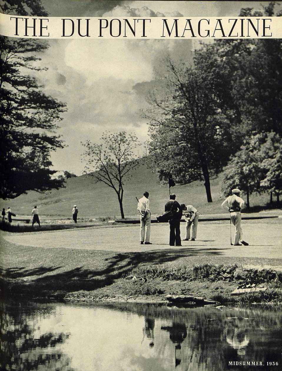 Golfers, voorpagina van het DuPont Magazine, juli-augustus 1936 door American School