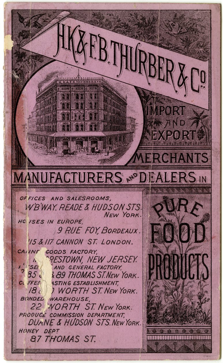 H.K. & F.B. Thurber & Co. handelsboekje, recto door American School